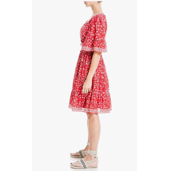 NWT Max Studio Tiered Red Floral Party Dress - Picture 7 of 7